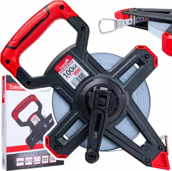 Metër shirit çeliku Tvardy T00364 100 m, 12.5 mm, cm/mm, kuqe/zezë, paketim 10 copë