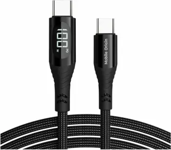 Kabllo USB-C në USB-C Mobile Origin MO-100WDC-CB2 100W 1.5m me display LCD, e zezë