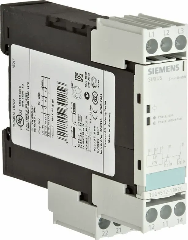 Rele monitorimi faze Siemens 3UG4512-1BR20, 160-690V AC, 3A, 2 kontakte, 0.45s, IP20 - 1