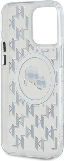 Mbështjellës Karl Lagerfeld IML Monogram Karl & Choupette Head MagSafe për iPhone 15 Pro, Transparent - 7
