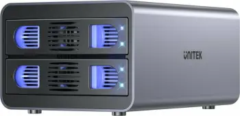 Kasë eksternale për HDD/SSD SATA Unitek S1308A01-EU 2-bay 2.5\"/3.5\" USB 3.2 Gen 1 40TB, gri, set me kabllo USB-A në USB-B dhe adaptor rryme