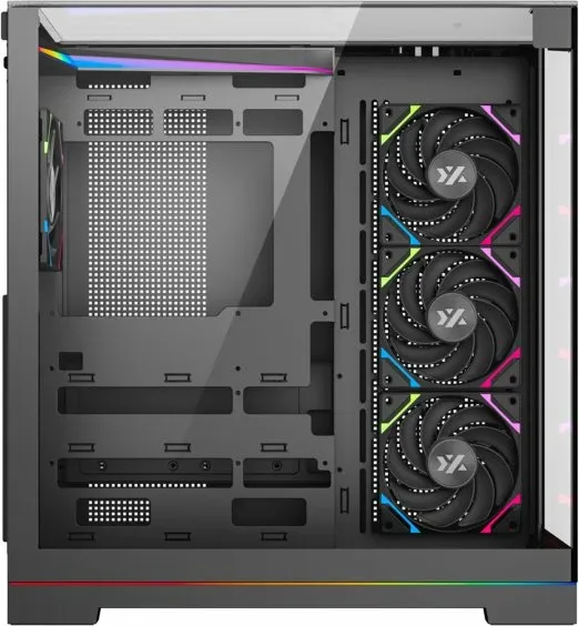 Kasë XYZ PC GEAR Tesseract ARGB X-CS-TESSERACT-B, Midi Tower ATX, 4x ARGB fan, USB-C, xham i temperuar, e zezë - 3