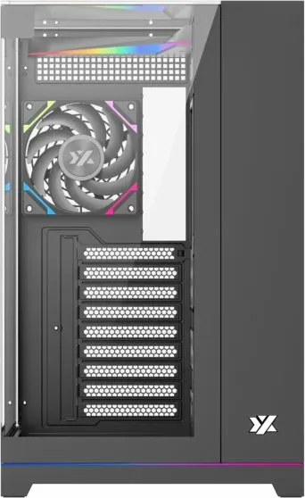 Kasë XYZ PC GEAR Tesseract ARGB X-CS-TESSERACT-B, Midi Tower ATX, 4x ARGB fan, USB-C, xham i temperuar, e zezë - 4