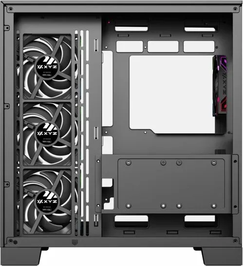 Kasë XYZ PC GEAR Tesseract ARGB X-CS-TESSERACT-B, Midi Tower ATX, 4x ARGB fan, USB-C, xham i temperuar, e zezë - 8