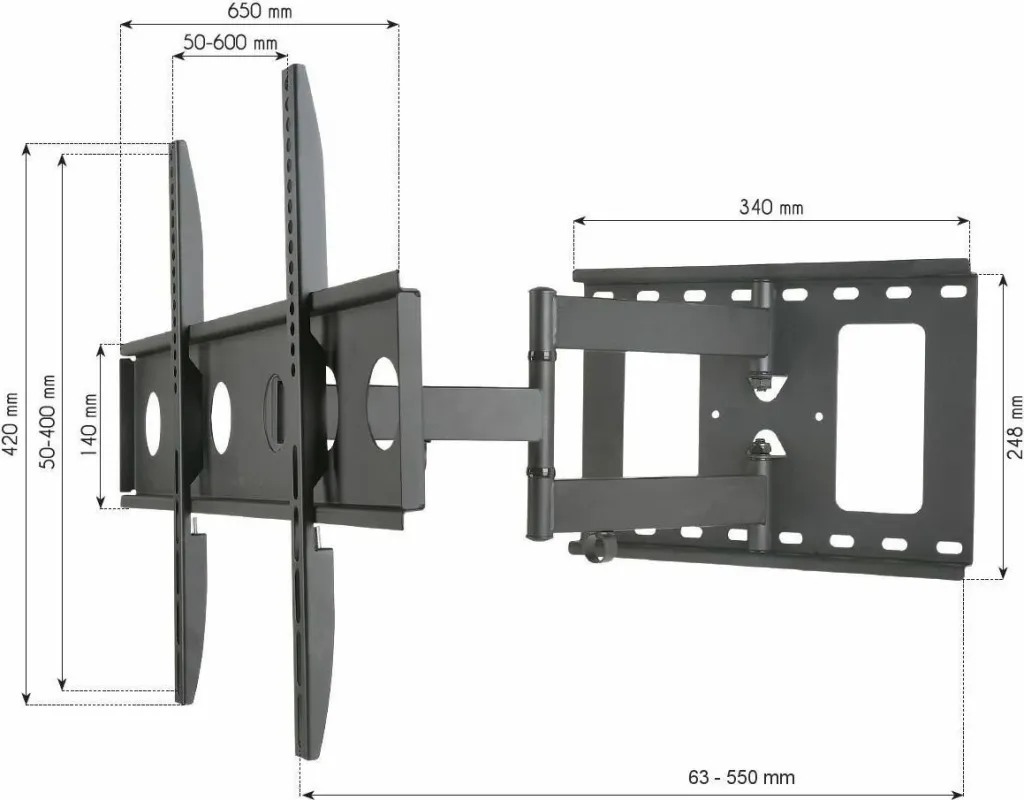 Mbajtëse muri për TV Techly ICA-PLB-148L 32–65 inç, deri 50 kg, VESA deri 600 x 400 mm, e zezë - 3