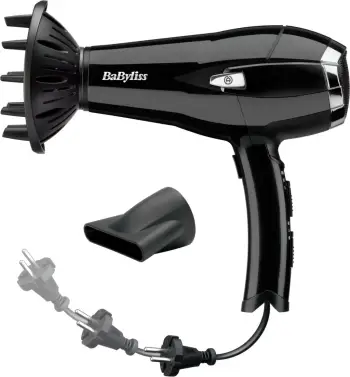 Tharëse flokësh BaByliss D374DE 2000W me difuzer, jonizim, teknologji qeramike, e zezë