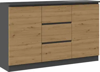 Komodë Topeshop 2D3S 120 cm, 2 dyer, 3 sirtarë, antracit/dushk Artisan