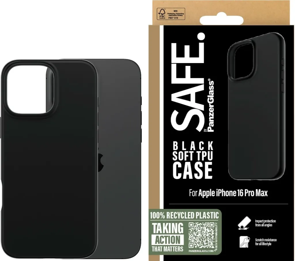 Mbështjellës PanzerGlass për iPhone 16 Pro Max, TPU, i zi - 2