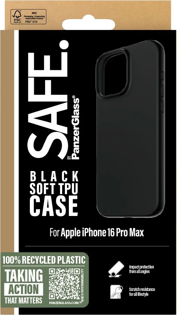 Mbështjellës PanzerGlass për iPhone 16 Pro Max, TPU, i zi - 3