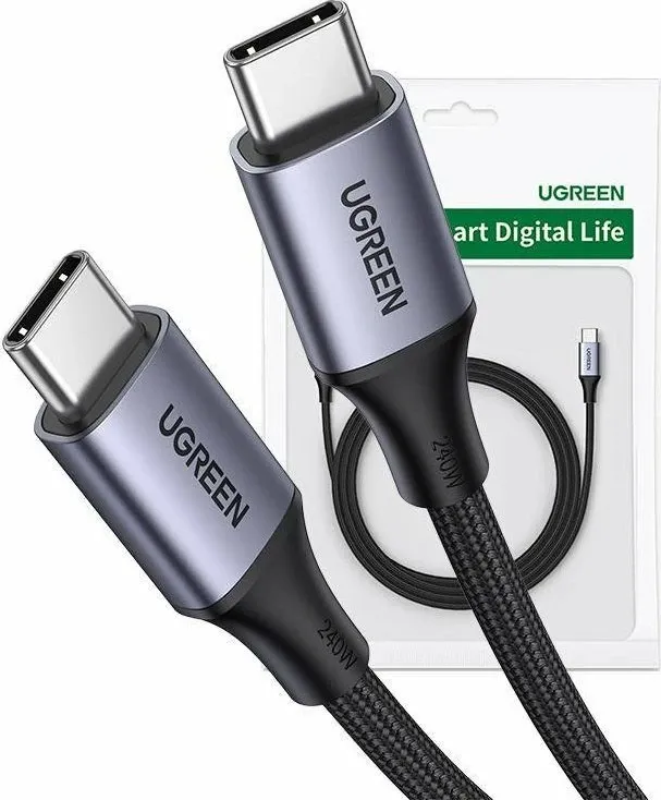 Kabllo USB-C në USB-C Ugreen 15311 1m 240W 5A 480Mbps, gri - 1