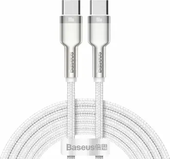 Kabllo USB-C Baseus PD 100W 2 m, USB-C në USB-C, USB 2.0, 480 Mbps, e bardhë