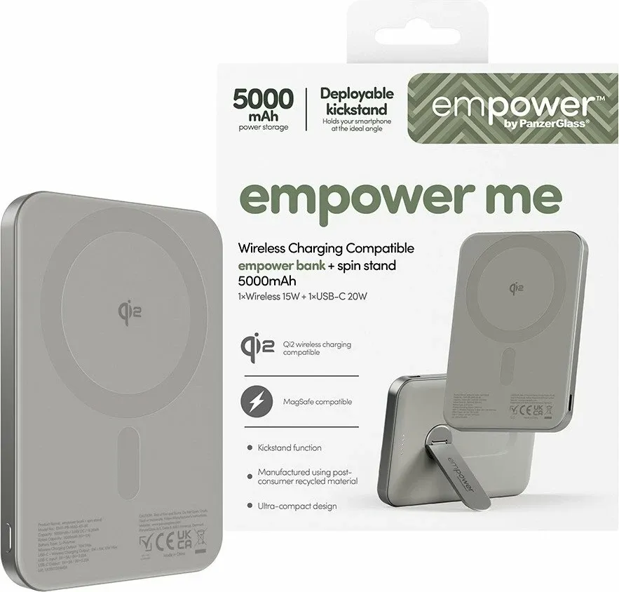 Powerbank PanzerGlass Bank Spin Stand 5000mAh Qi2 USB-C gri - 2