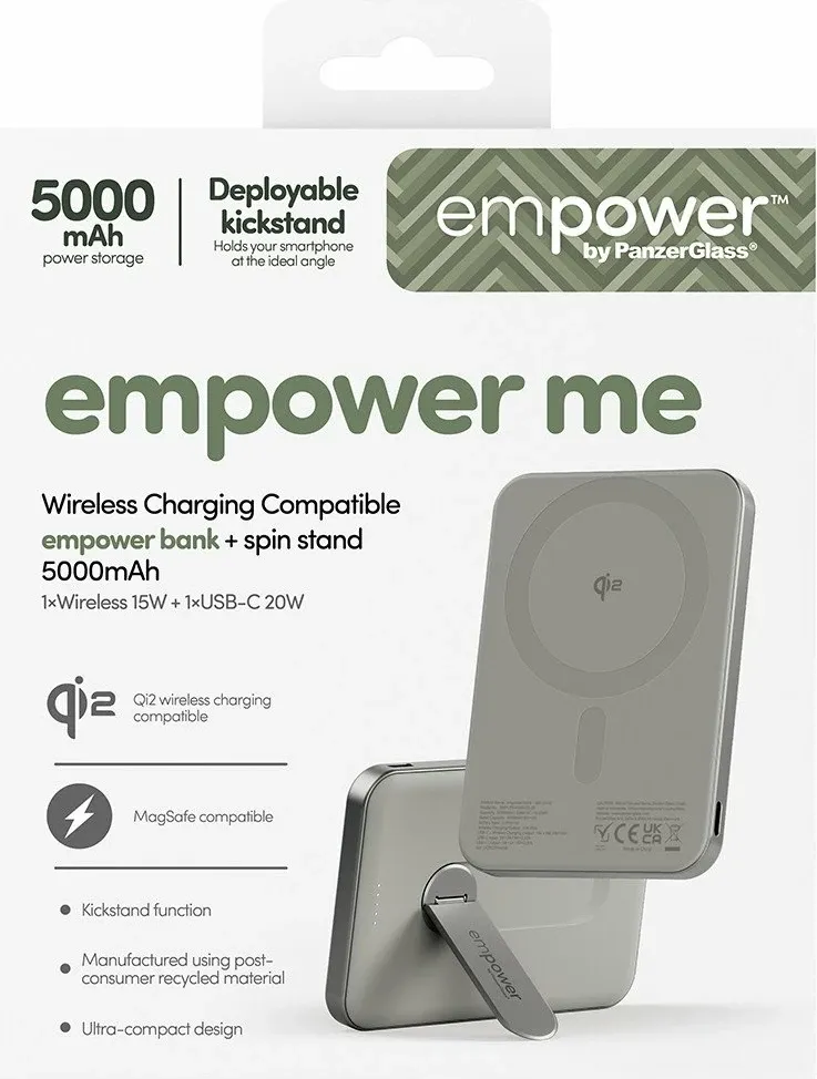 Powerbank PanzerGlass Bank Spin Stand 5000mAh Qi2 USB-C gri - 3