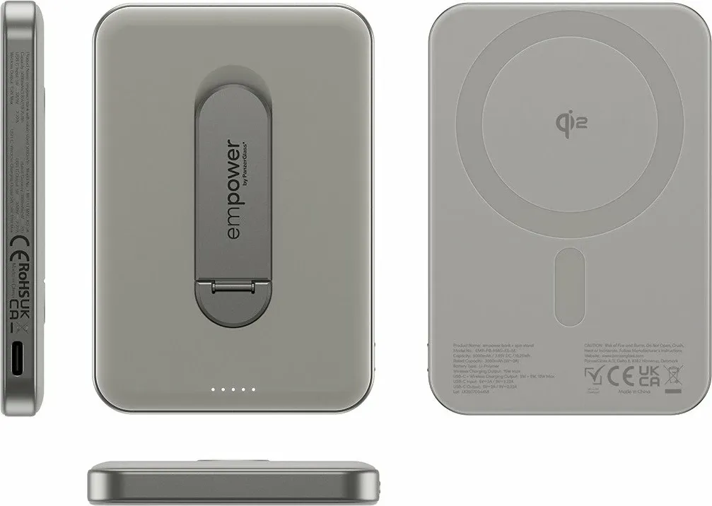 Powerbank PanzerGlass Bank Spin Stand 5000mAh Qi2 USB-C gri - 5