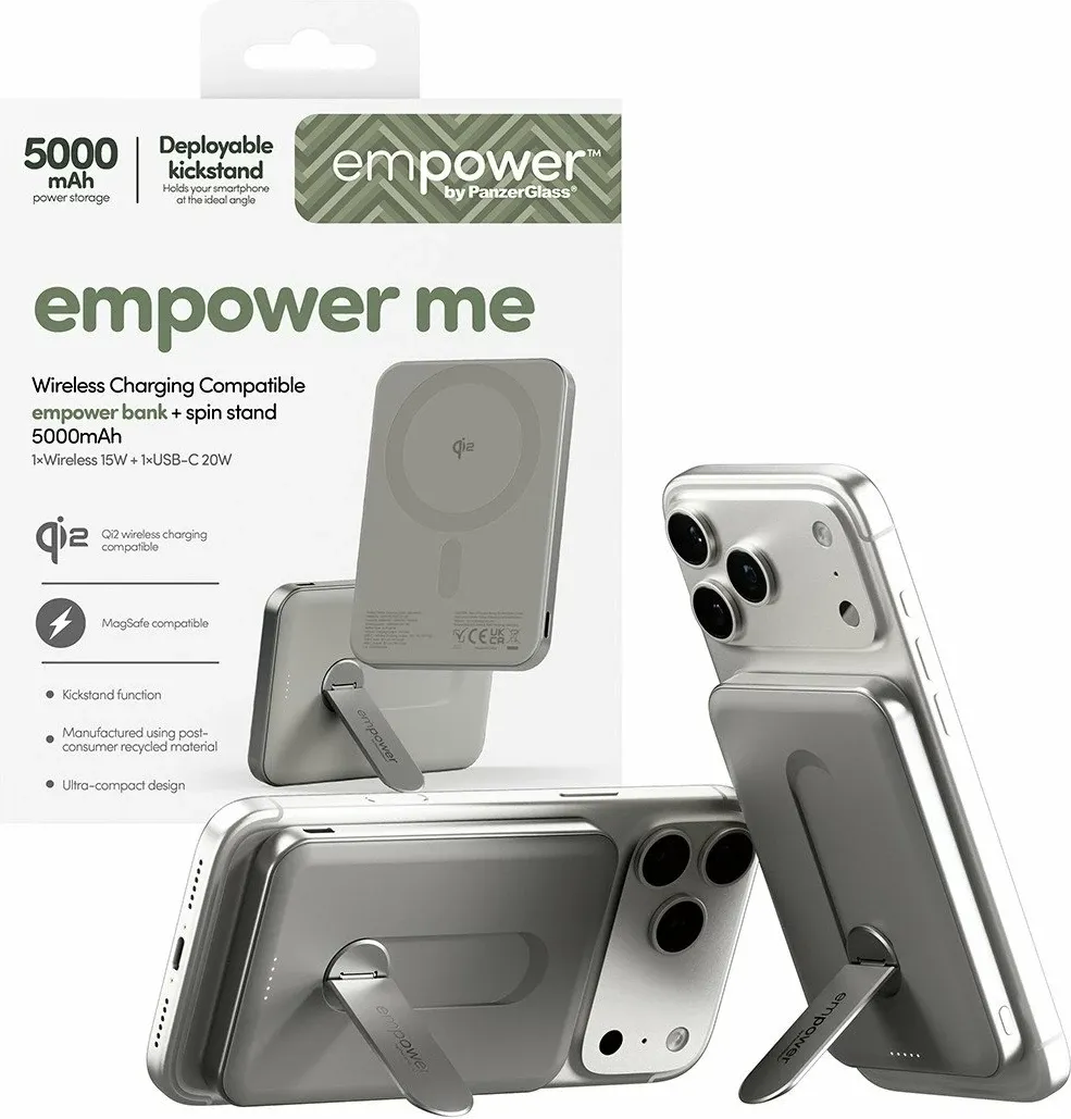 Powerbank PanzerGlass Bank Spin Stand 5000mAh Qi2 USB-C gri - 6