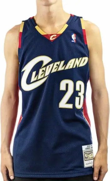 Fanellë basketbolli për meshkuj Mitchell & Ness, Cleveland Cavaliers, Lebron James, blu marine [Madhësia: S]