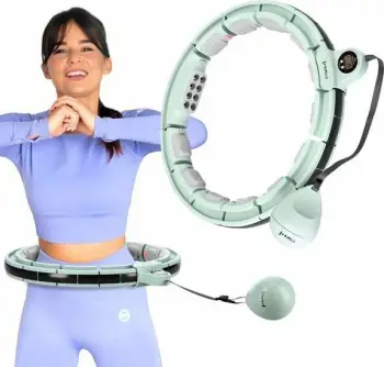 Hula hop magnetik me peshë dhe numërues HMS HHM13, i rregullueshëm 60-96 cm, 8 magnetë, jeshile