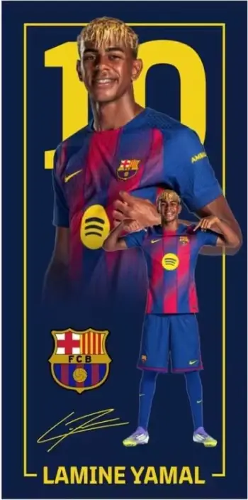 Peshqir plazhi FC Barcelona Yamal microfiber 70x140 [Ngjyra: Shumëngjyrësh]