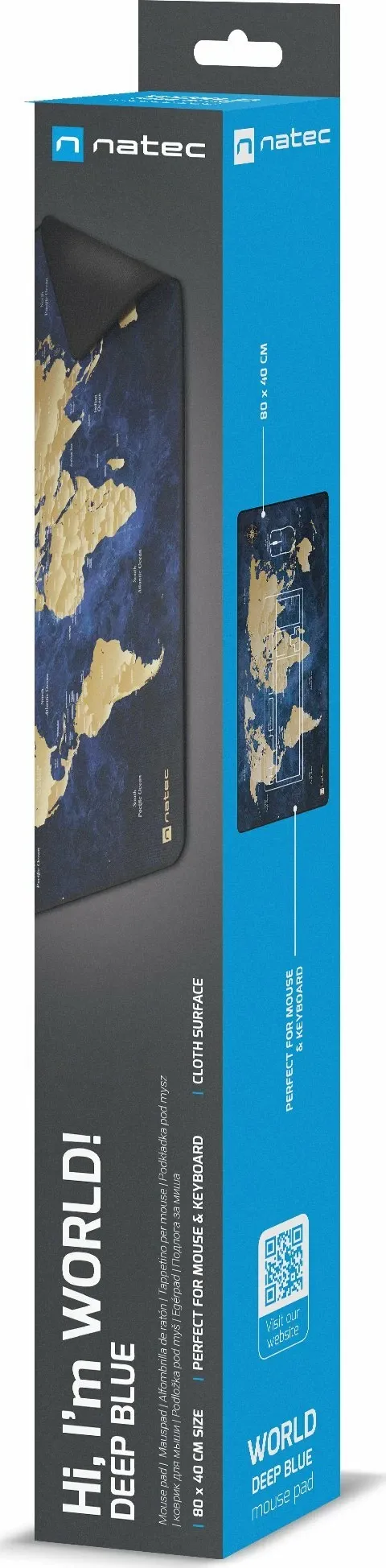 Mauspad Natec World Deep Blue NPO-2243 800x400mm 2.5mm, blu e thellë - 6