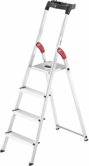 Shkallë palosëse alumini Hailo L60 StandardLine 4 shkallë, 150 kg, 2.85 m Argjendtë/Kuqe