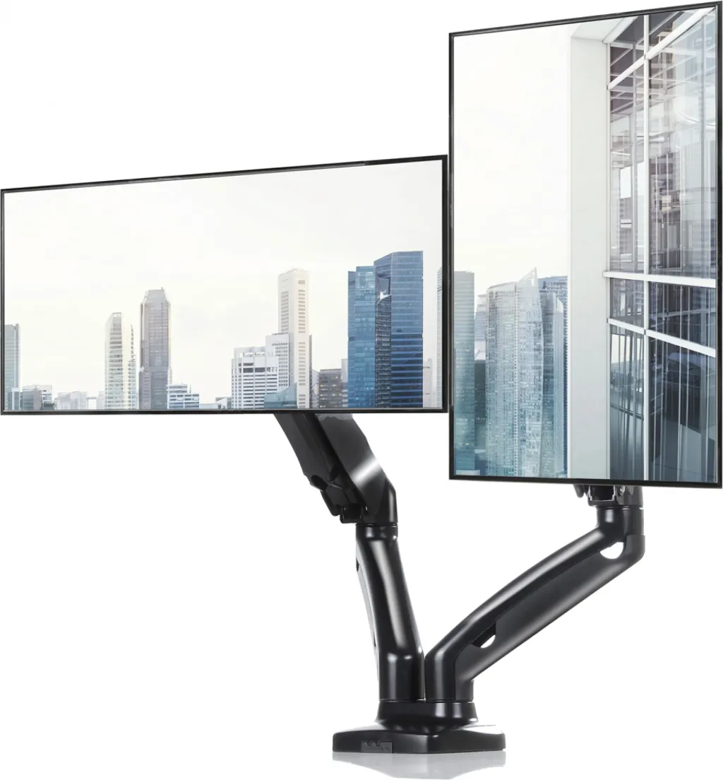 Mbajtëse tavoline për 2 monitorë Art RAMM L-16GD 13\"-27\", VESA 75x75/100x100, gaz-spring, e zezë - 2