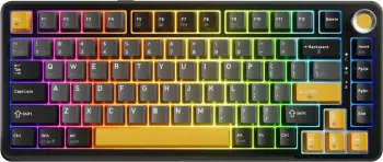 Tastierë mekanike wireless Marvo Titan 75 (KG985W), 75% 82 taste, RGB, tri-mode USB-C/2.4G/Bluetooth 5.0, Banana Crystal switch të verdhë, bateri 4000 mAh, US layout, e zezë, set me adapter 2.4G + kabllo USB-C + vegël 2-në-1