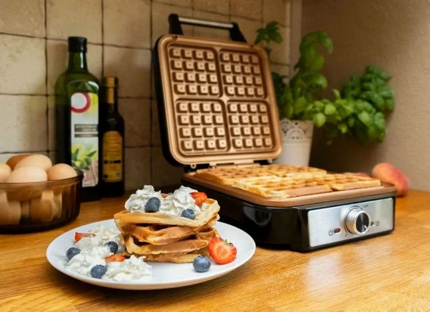 Aparat për waffle Ideal IK1602 1200 W, 4 waffle, argjend - 6