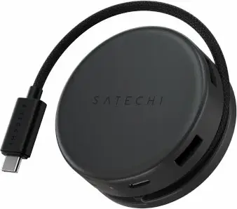 Adapter multiport Satechi OntheGo 7-in-1, USB-C PD, 2x USB-A, HDMI 4K, Ethernet, lexues micro/SD, Space black