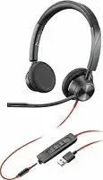 Kufje Poly Blackwire 3315 USB-A, monaurale me mikrofon, me kabllo, të zeza