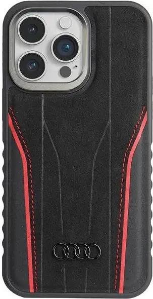 Mbështjellës Audi Genuine Leather me MagSafe për iPhone 14 Pro, zi e kuqe