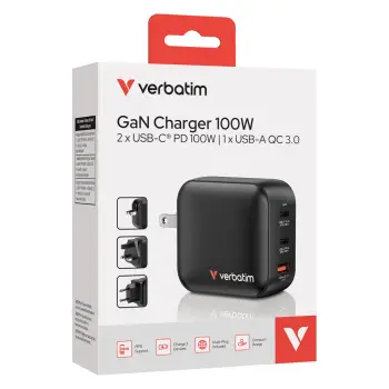 Adapter Verbatim Mini GaN 100W / 2xUSB-C + 1xUSB-A – Zezë