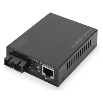 DIGITUS Gigabit PoE Media Converter RJ45–SC Singlemode | 30W PoE | DN-82160 | 20km