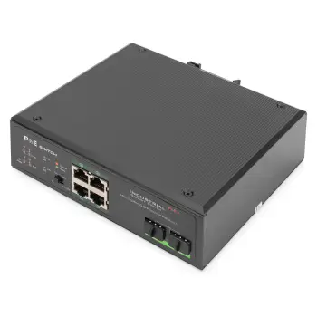 DIGITUS Industrial PoE Switch 4 Port + 2 SFP Uplink | Gigabit | DIN Rail | DN-651109