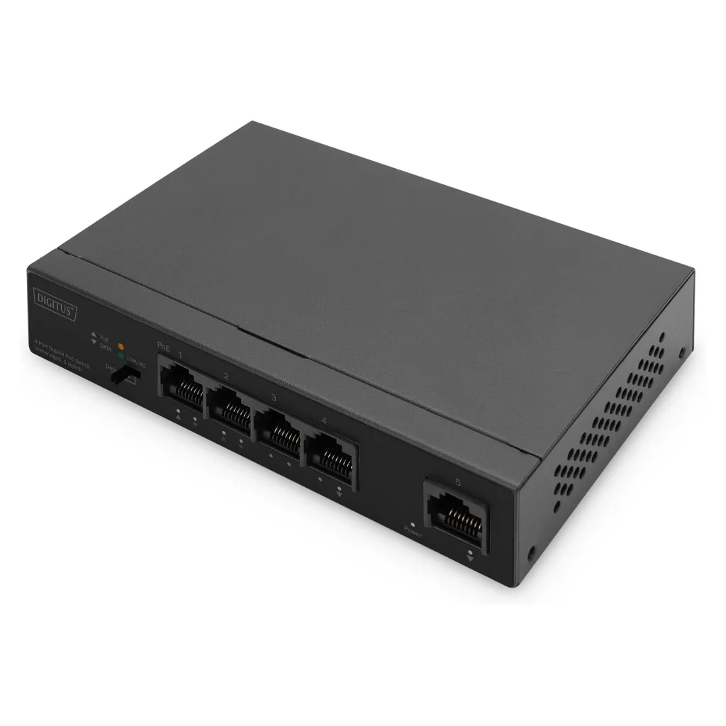 DIGITUS Industrial Gigabit PoE Switch 4 Port + 1 Uplink | Unmanaged | DN-95330-1 | 60W - 1