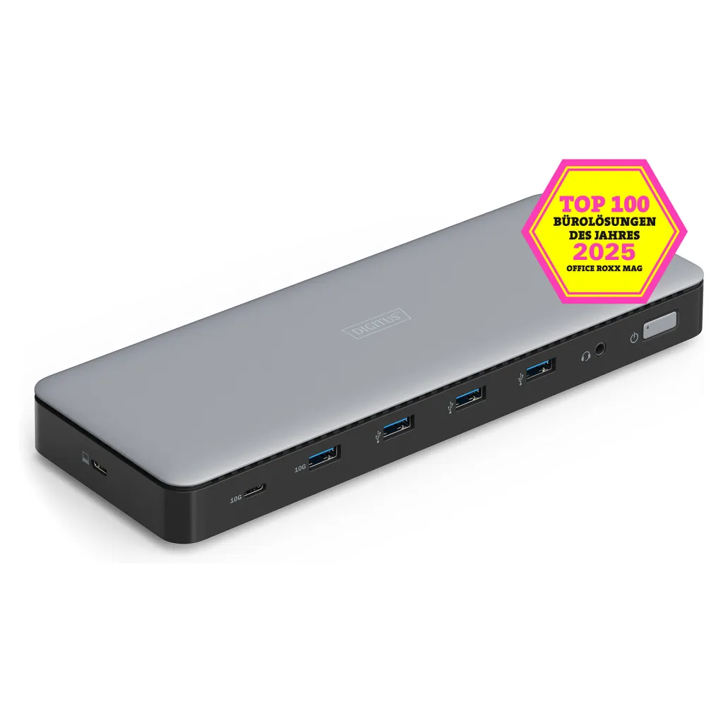 Docking Station Digitus / 3xHDMI / 2xDisplayPort / 4xUSB‑A / 1xUSB‑C / LAN – Zezë / Gri - 1