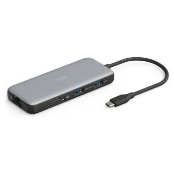 Docking Station Digitus / 1xUSB‑C / 2xHDMI / 2xUSB-A / 1xDisplayPort / LAN / SD + MicroSD – Gri / Zezë