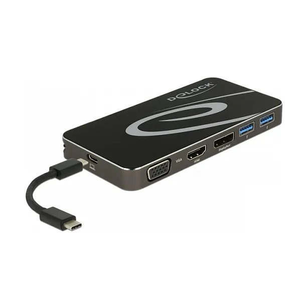 Docking Station DeLOCK / 4K / 1xHDMI / 1xDisplayPort / 1xVGA / 2xUSB-A / 1xUSB-C – Zezë - 1