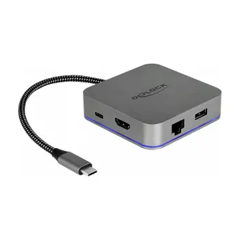 Docking Station DeLOCK for Mobile devices / 4K / 1xHDMI / 3xUSB-A / 1xUSB-C / LAN / SD – Gri