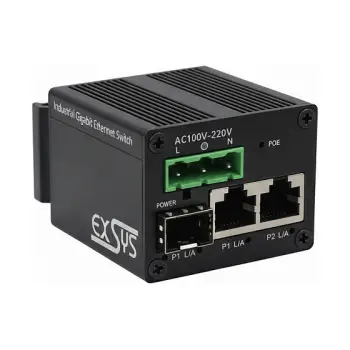 EXSYS EX-62010PoE-SFP Industrial 2+1 Port Gigabit PoE+ Switch SFP 40W DIN Rail