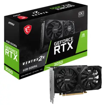 Kartë Grafike NVIDIA MSI GeForce RTX 3050 6GB VENTUS 2X OC GDDR6 PCIe 4.0 Dual Fan – Zezë