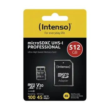 Kartë Memorie SD Intenso Professional microSDXC UHS-I 512GB U3 Class 10 – Zezë