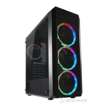 Kasë LC-Power Quad-Luxx LC-703B-ON Midi Tower ATX / 4x120mm 256C RGB Fans / 2x USB 3.0 / 1x USB 2.0 – Zezë