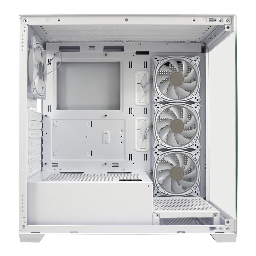 Kasë LC-Power Seamless Pale X LC-715W-ON Midi Tower ATX / 4x120mm ARGB Fans / USB-C / 2x USB 3.2 – Bardhë - 1