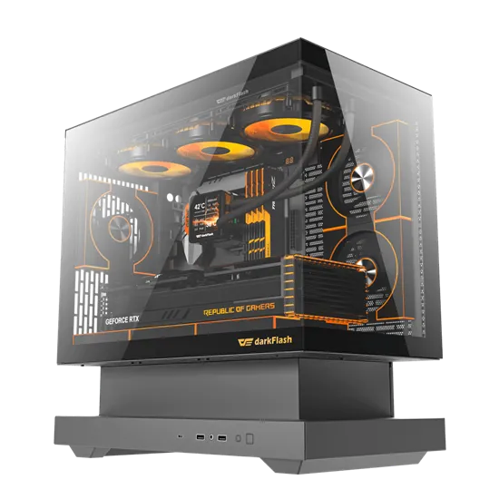 Kasë kompjuteri Darkflash F1 mATX me 6x120mm ARGB Fan – Zezë - 1