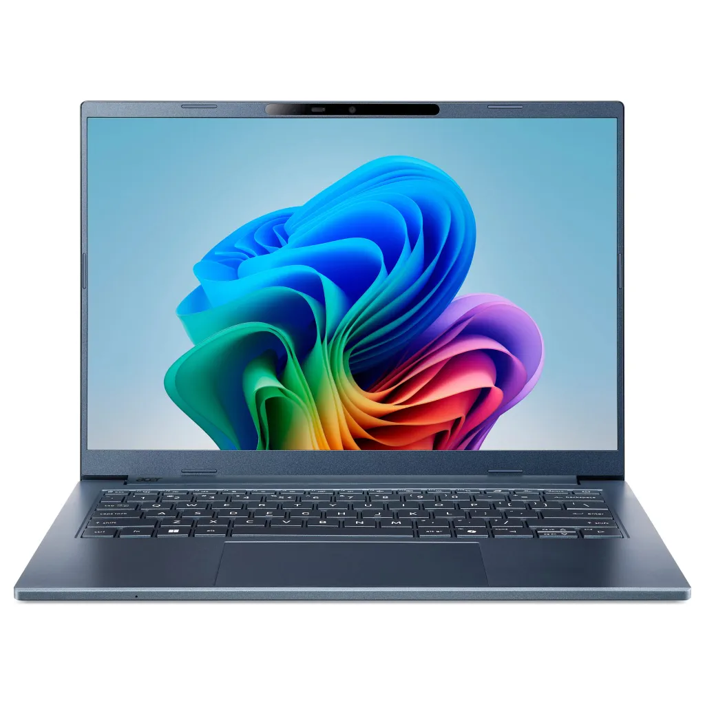 Laptop Acer Aspire 14 AI A14-11M-X9PB / Snapdragon X X1-26100 / 16GB LPDDR5x / 512GB / 14″ WUXGA IPS 120Hz / Qualcomm Adreno GPU – Blu e Errët - 1