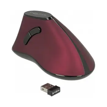 Maus pa kabllo DeLOCK Vertical Optical Mouse / 2.4 GHz / 5 Buttons – Kuqe / Zezë