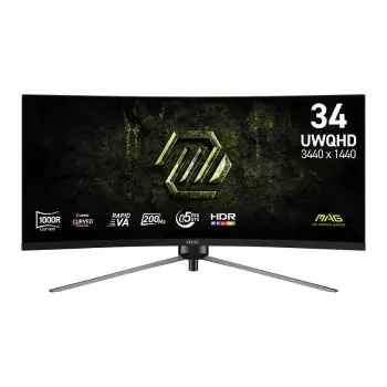 Monitor Gaming MSI MAG 345CQRF E20 / 34″/ UltraWide Dual Quad HD Rapid VA / Curved / 200Hz / 0.5ms / HDMI+DP – Zezë