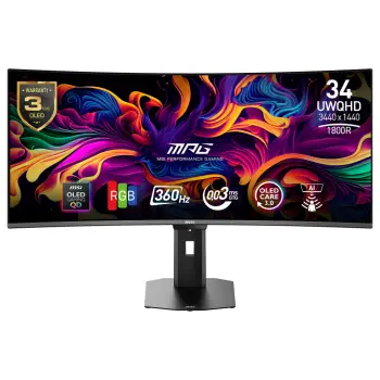 Monitor Gaming MSI MPG 341CQRDE X36 / 34″/ UWQHD QD-OLED Curved / 360Hz / 0.03ms / HDMI+USB-C+DP – Zezë