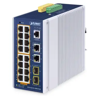 PLANET IGS-4215-16P2T2S Industrial 16-Port PoE+ Switch L2/L4 Managed 320W 2x SFP