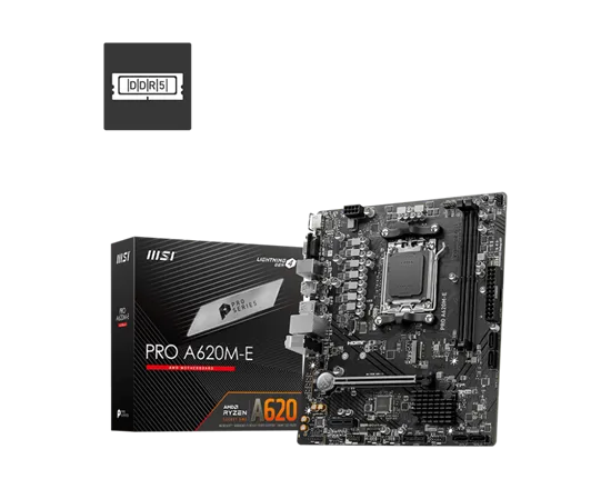 Pllakë Amë AMD MSI A620M-E PRO AM5 mATX për Ryzen 7000/8000/9000 DDR5 - 1